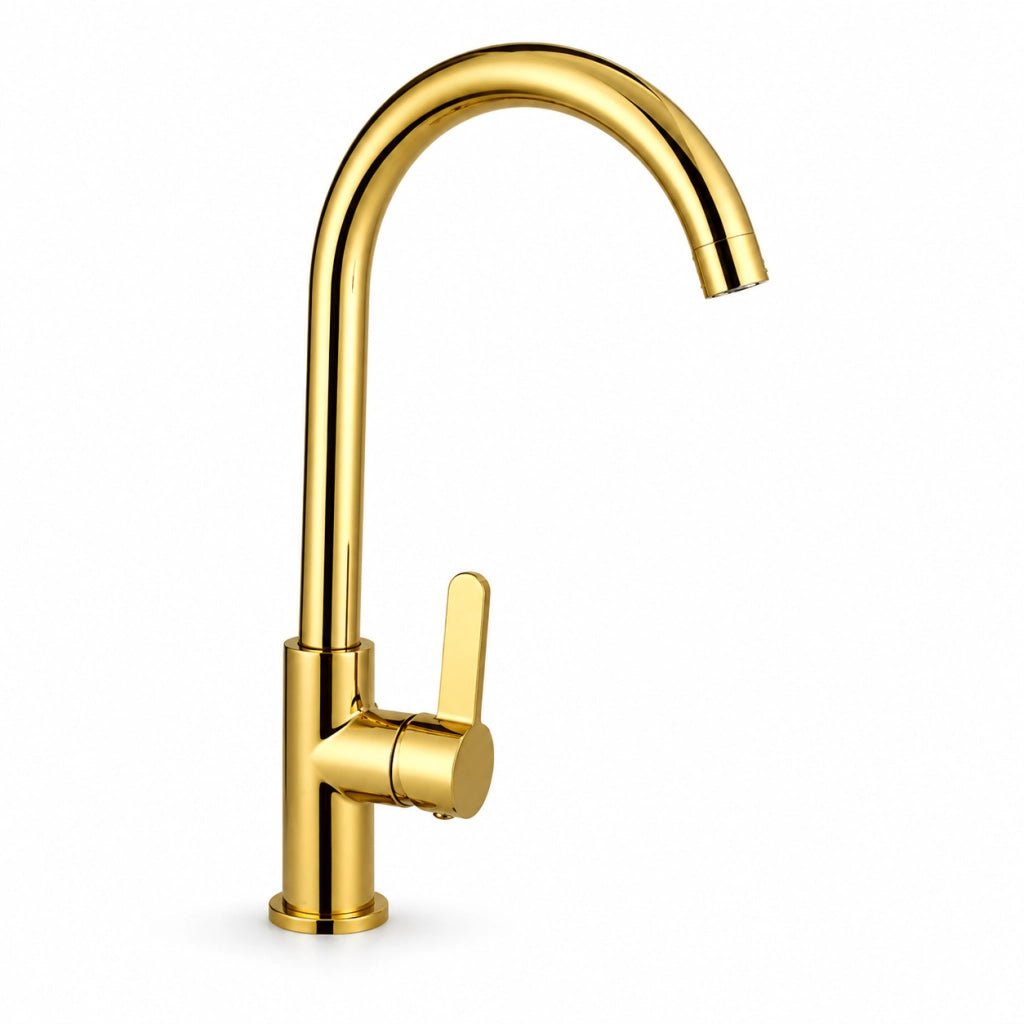 Rubinetto Cucina Oro Lucido Canna Alta Girevole Miscelatore Lavello 94024