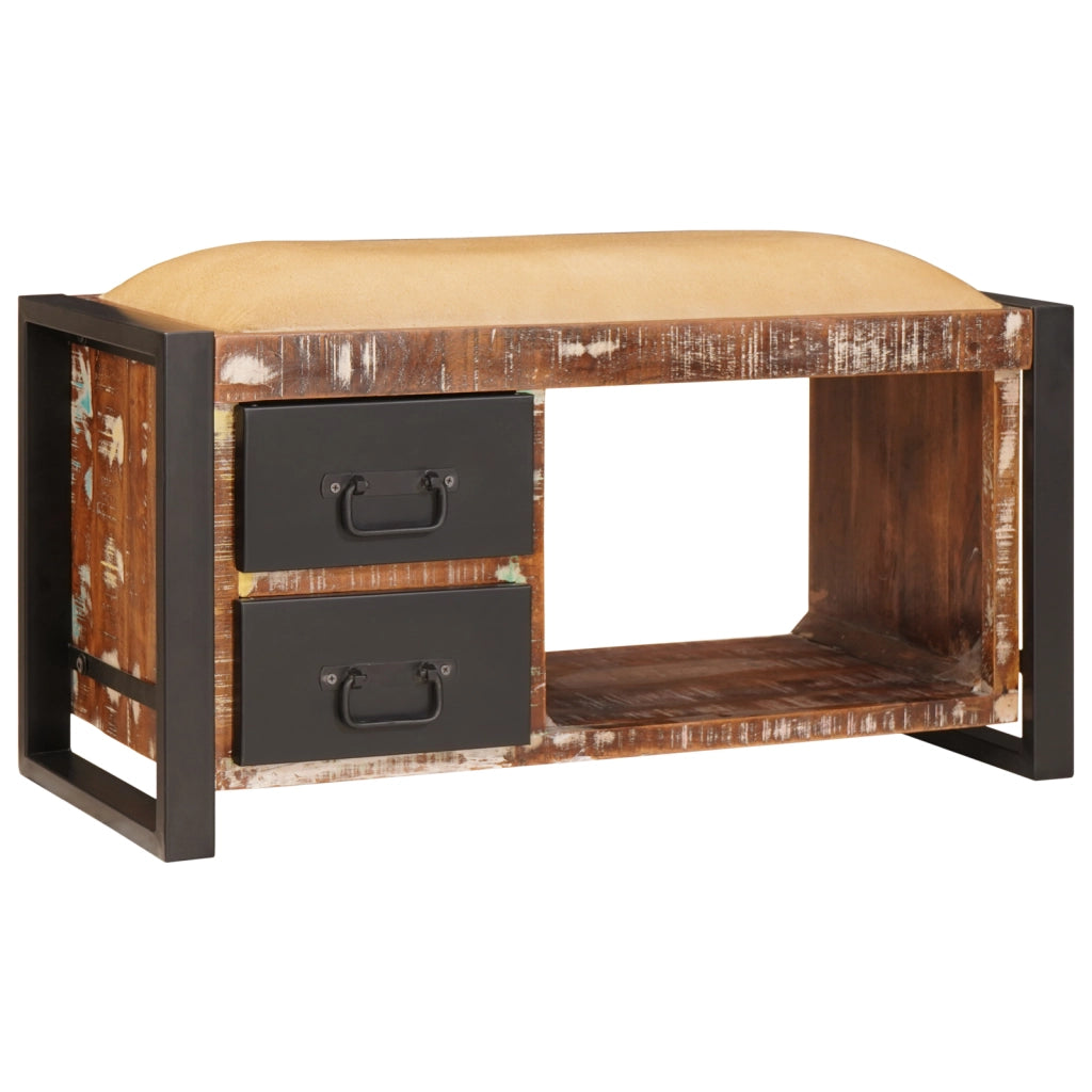 Panchina da archiviazione Multicolore 80x35x40 cm Legno solido di recupero