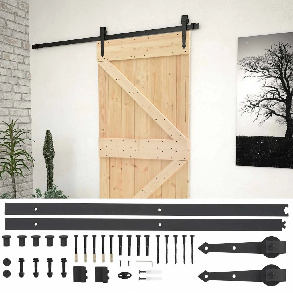 Porta scorrevole Naturale e Nero 80 x 210 cm 3444849