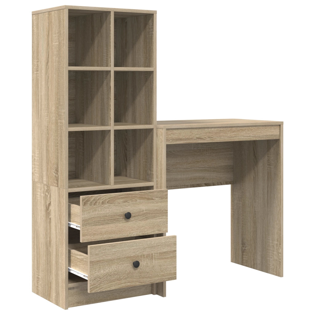 Scrivania con archiviazione rovere Sonoma legno ingegnerizzato