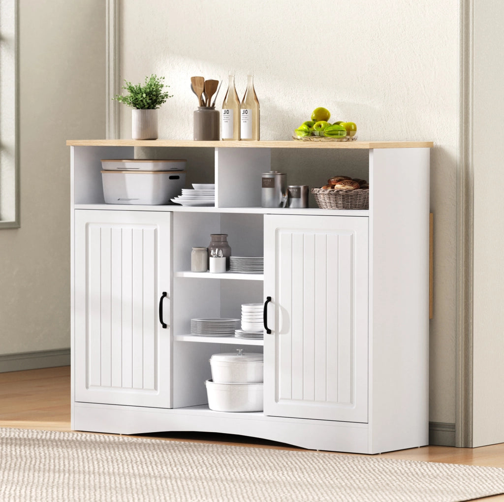 Isola cucina e sideboard pieghevole con 2 sgabelli; 110 x 34-68 x 97;5 cm; bianco