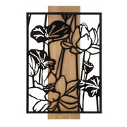 Decorazione Parete Fiore di Loto Ferro e Legno cm 60X2X90 - LOTUS
