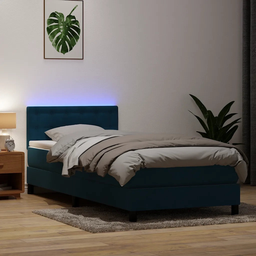 Giroletto a Molle con Materasso Blu Scuro 80x220 cm Velluto