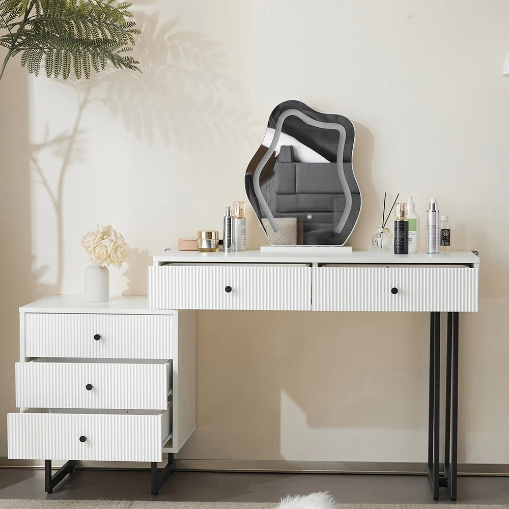 Coiffeuse con specchio e illuminazione LED - Xylo - L100/H76/P40 cm - Plateau coulissant, LED 3 colori