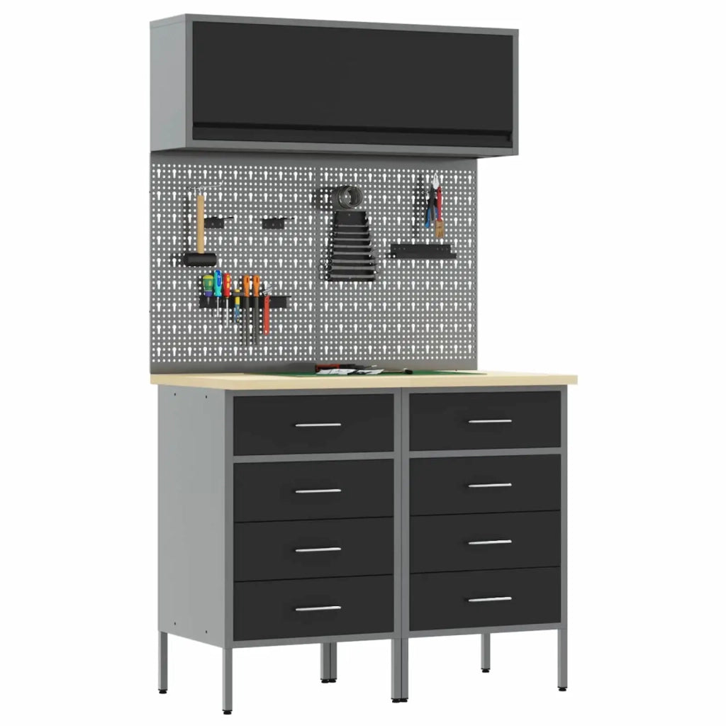 Set di mobili da lavoro con cassetto con lo scaffale 5 pcs Nero 3321422