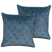 Set di 2 cuscini in velluto con motivo geometrico 45x45 cm blu scuro soggiorno camera da letto stile boho