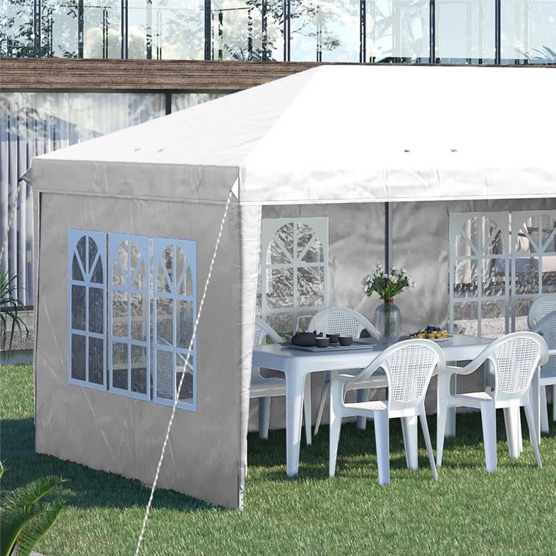 GAZEBO DA ESTERNO TENDE REMOVIBILI 585 X 295 X 270 CM BIANCO