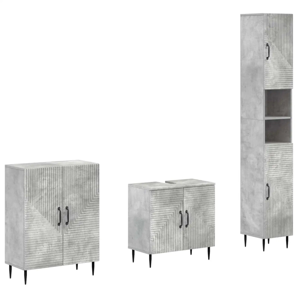 Set di armadietti da bagno in 3 pezzi HAARLEM Grigio Cemento 3417453