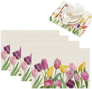 Decorazione da tavola, 4 pezzi, tulipani rossi, lavabile, decorazione da tavola fiorita 45 x 30 cm, stoffato, tovaglie per tavola, festa, matrimonio (tulp-B)