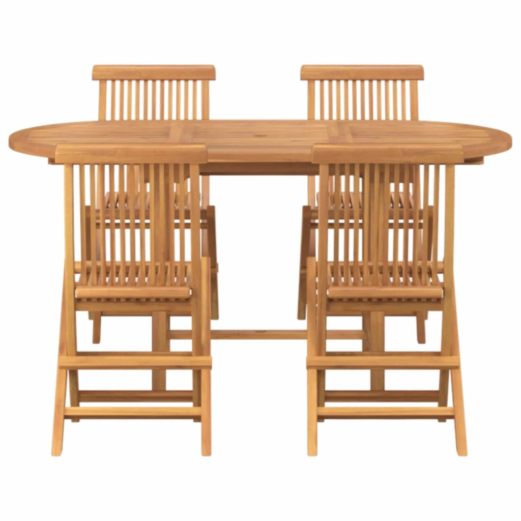 Set da Pranzo per Giardino 5 pcs Marrone Legno di teak solido 3157128