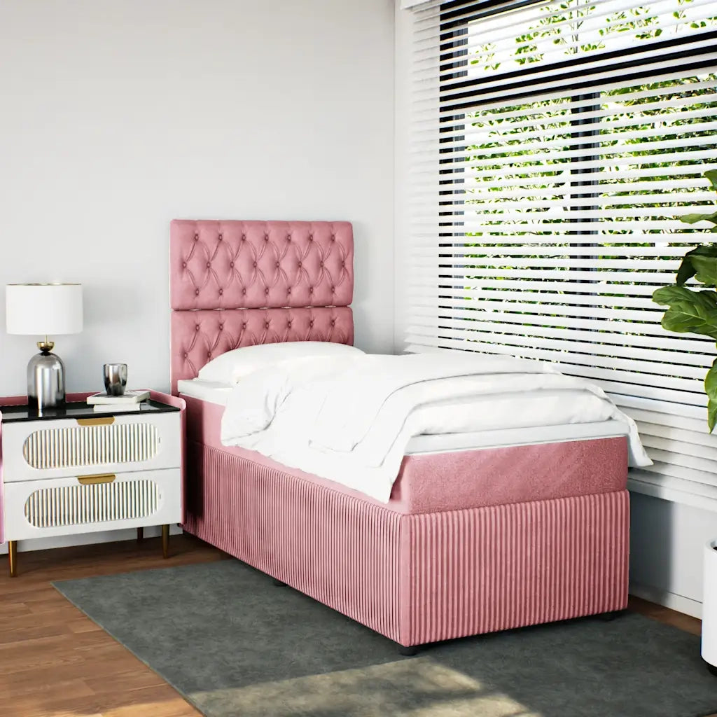 Giroletto a Molle con Materasso Rosa 100x200 cm in Velluto 3294573