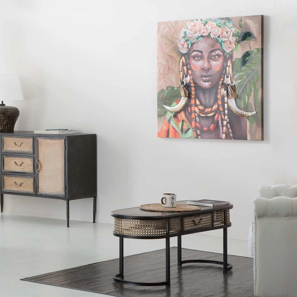 Quadro dipinto a mano con rilievo verde 100x100x3h