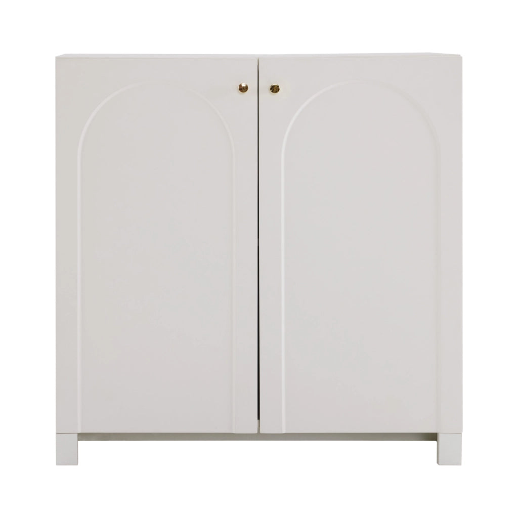 Credenza a 2 ante con motivo ad arco, colore bianco, 80 x 40 x 80 cm
