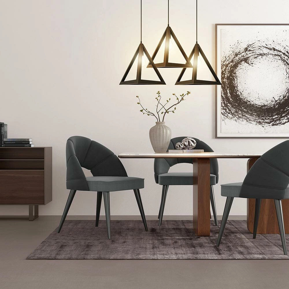 Lampadario Lampada Sospensione Piramide 30cm Design Moderno Paralume Nero