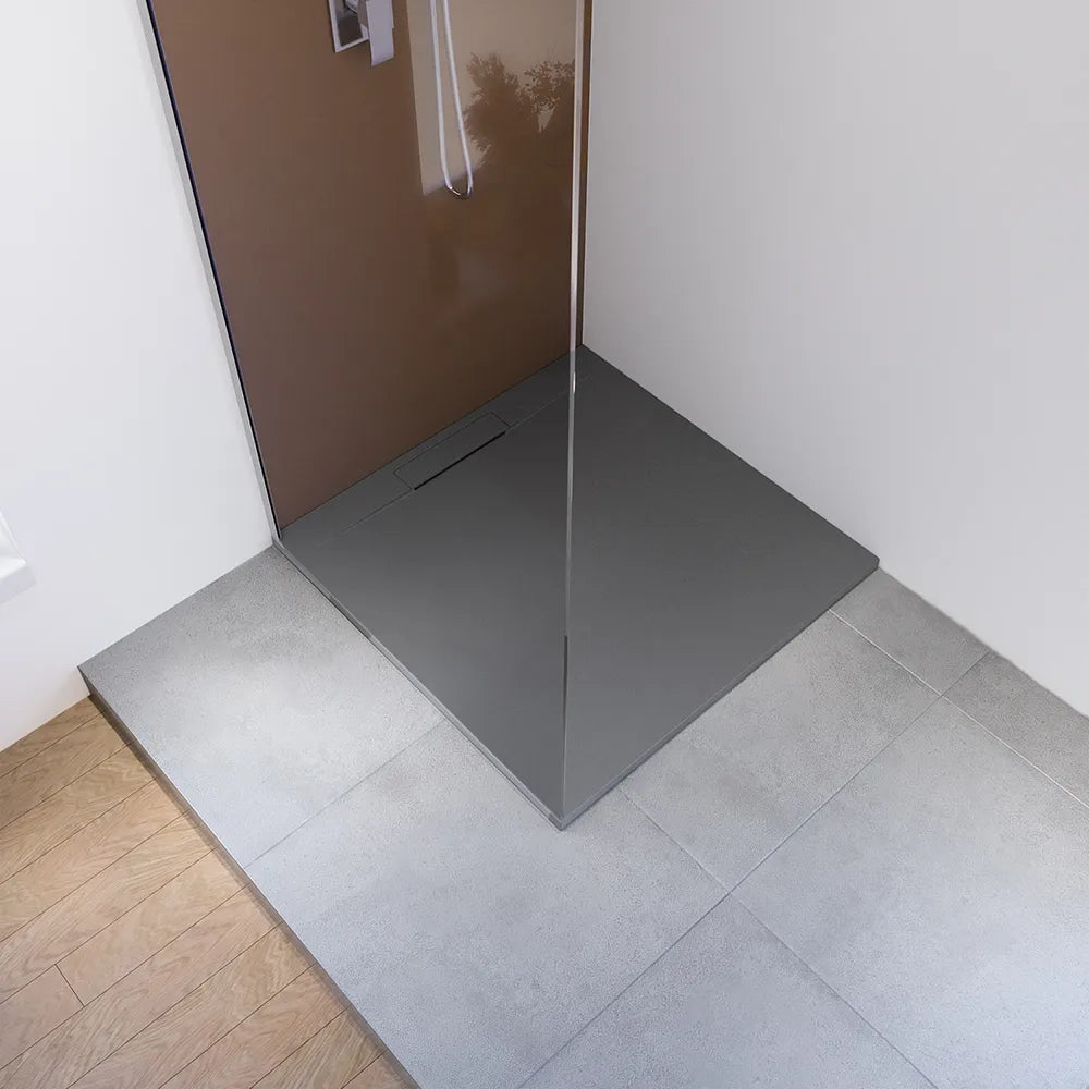 Piatto doccia 80x80 cm in marmoresina grigio effetto pietra | Paros