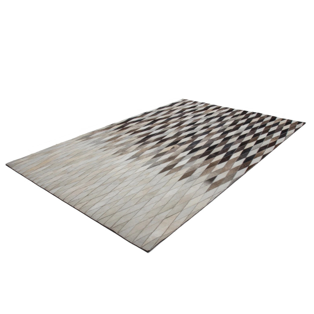 Tappeto Eclipse 500 in pelle cucito a mano grigio