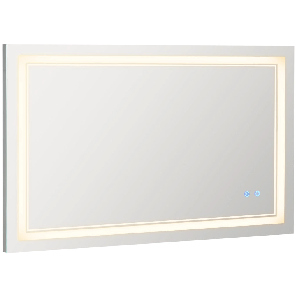 Specchio Bagno LED con Luce Regolabile e Interruttore Touch ¨C zephmum ¨C 100x60 cm Argento