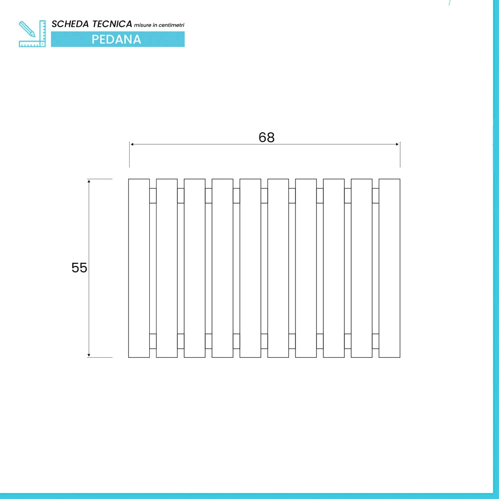 Pedana Doccia Antiscivolo 55x68 in Legno Ideale per Piatto Doccia 70x90