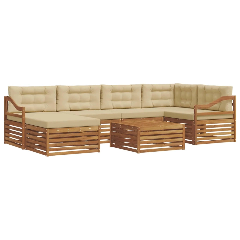 Set di divani da esterno con cuscino 7 pcs Naturale e Beige