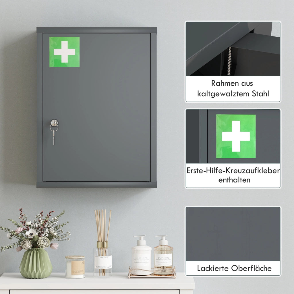 Armadietto da Parete 3 Ante con Chiusura a Chiave ¨C Zephmum ¨C 40x15x53.5 cm Grigio Antracite