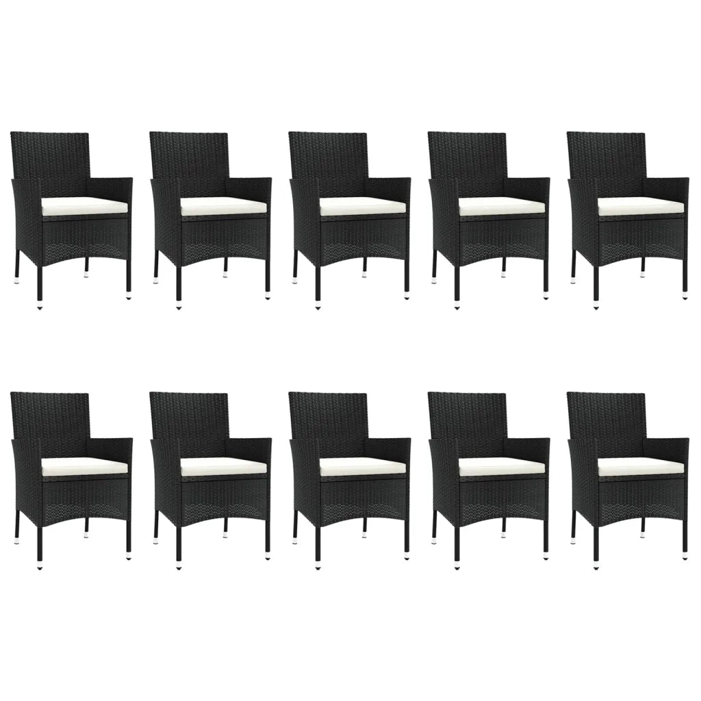 Set da Pranzo da Giardino 11 pz con Cuscini in Polyrattan Nero 3187323