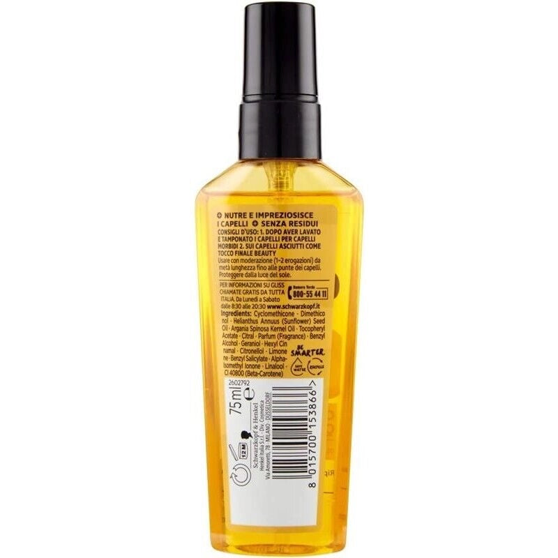 SCHWARZKOPF GLISS TRATTAMENTO OIL ELIXIR QUOTIDIANO PER CAPELLI SECCHI E DANNEGGIATI 75 ML