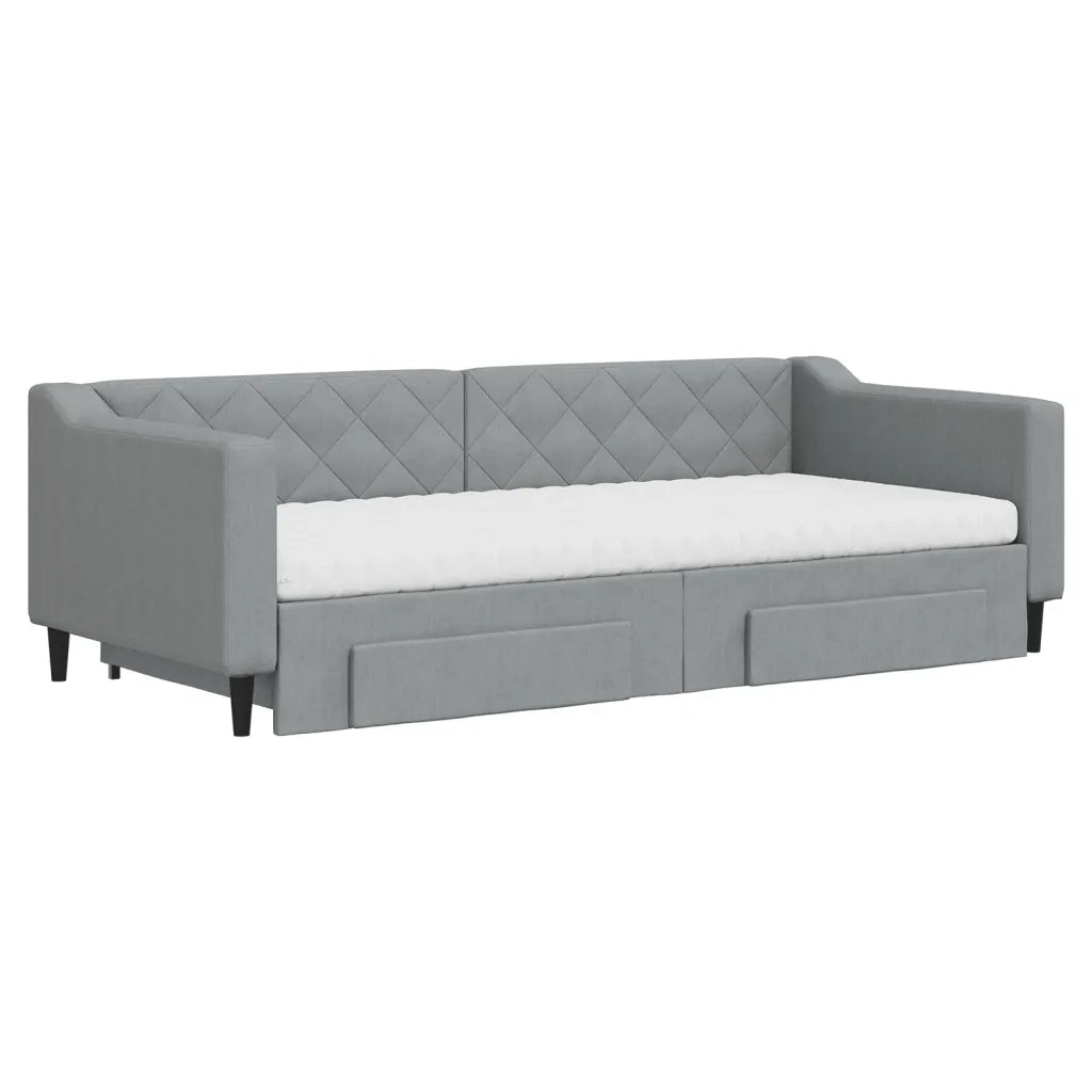 Divano Letto Estraibile Cassetti Grigio Chiaro 90x200cm Tessuto 3197480