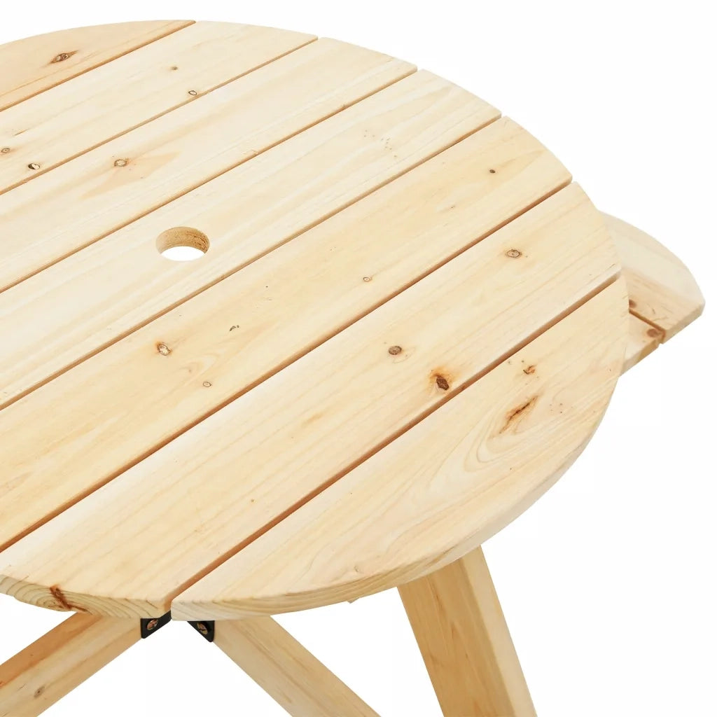 Tavolo Picnic per 4 Bambini con Ombrellone Rotondo Legno Abete 3281621