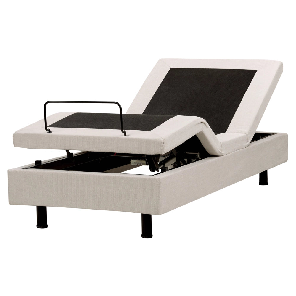 Letto elettrico matrimoniale tessuto beige regolabile con telecomando senza testiera 80x200 cm stile moderno