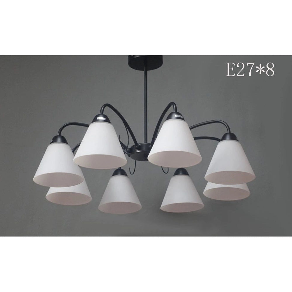 Trade Shop - Lampadario Moderno A 8 Bracci Coppe In Vetro Lampada A Sospensione Luci E27 00859 -