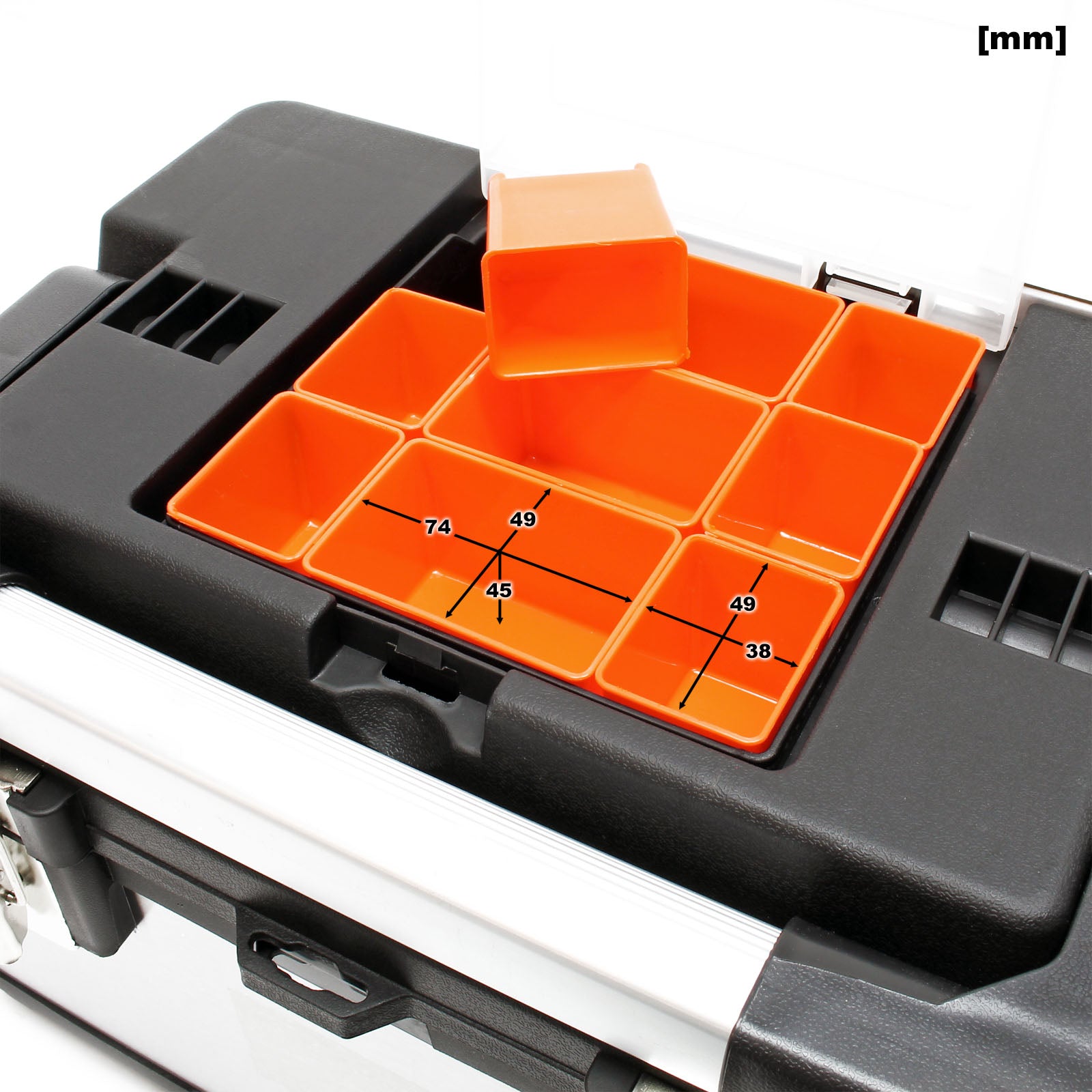 Valigetta porta attrezzi Cassetta Acciaio inox con telaio in plastica Con portautensili e maniglia