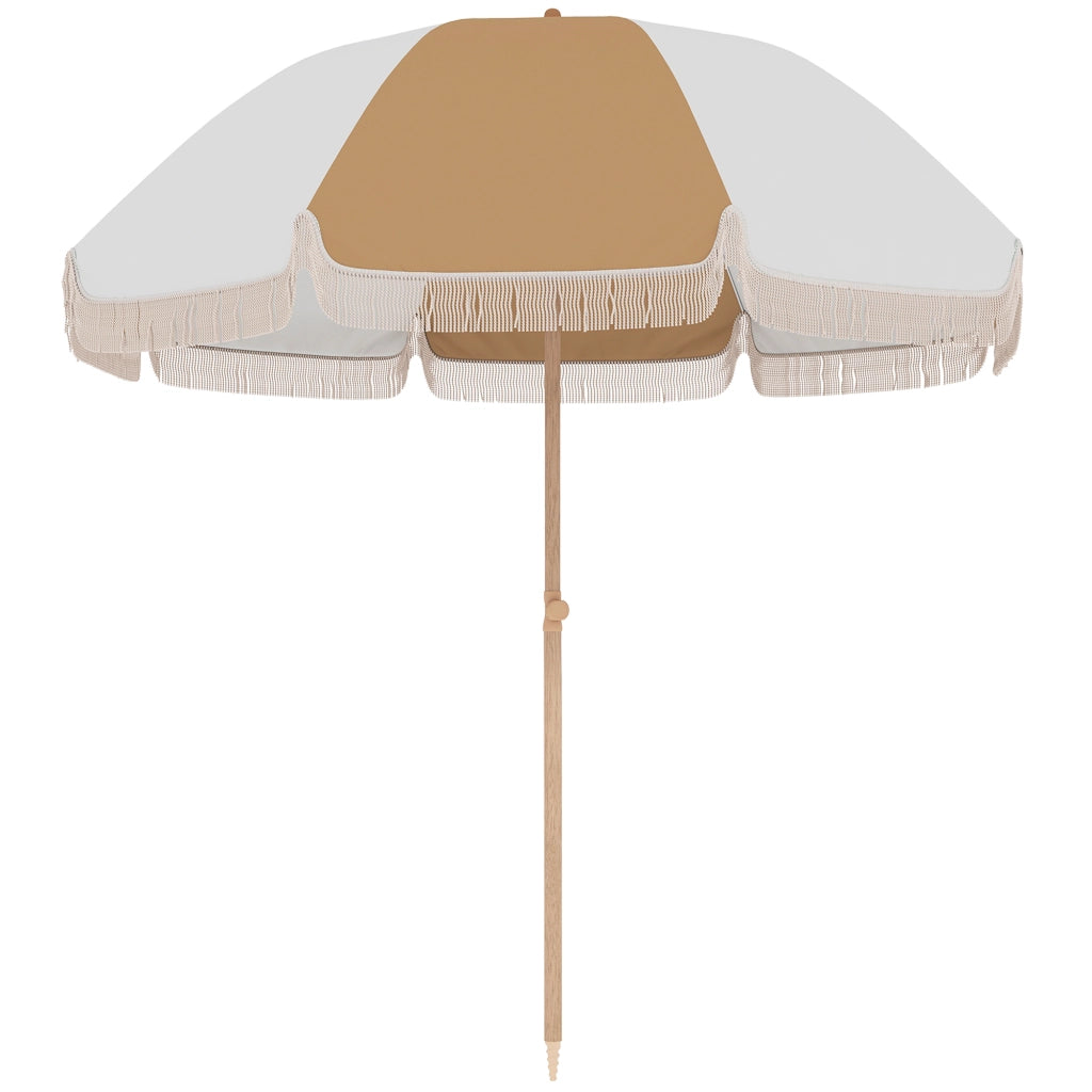 Ombrellone da Giardino con Frange ¨C zephmum ¨C 175 cm, Bianco e Beige