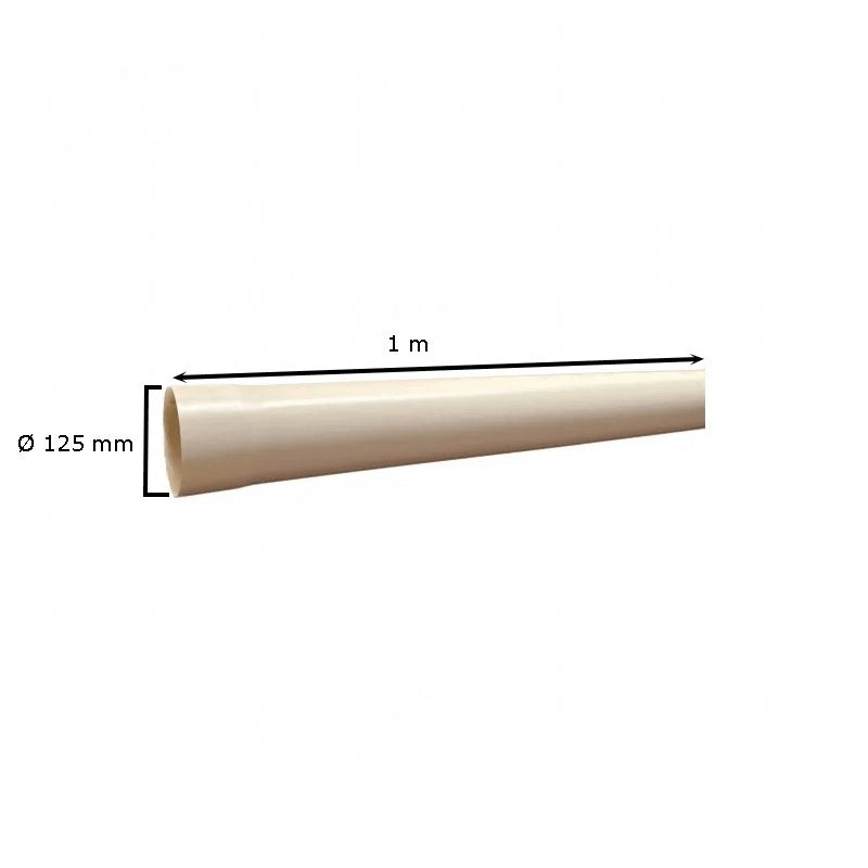 Tubo in PVC avorio : Diametro - 125, Metri Lineari - 1 metro