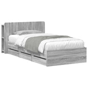 Letto singolo | Letto per adulti | Telaio del letto con storage Sonoma grigio 75 x 190 cm