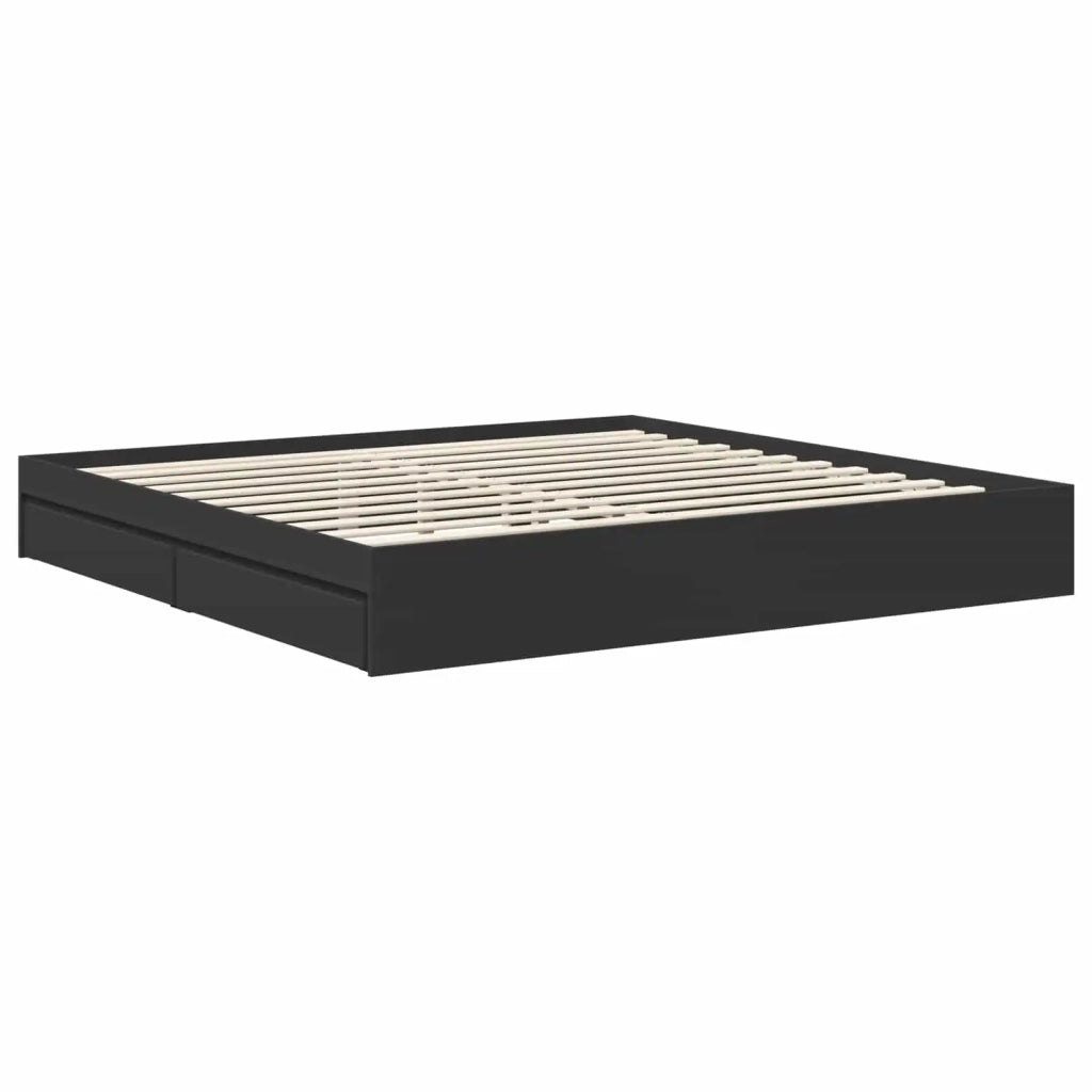 Letto con Contenitore Nero 200 x 200 cm Legno multistrato