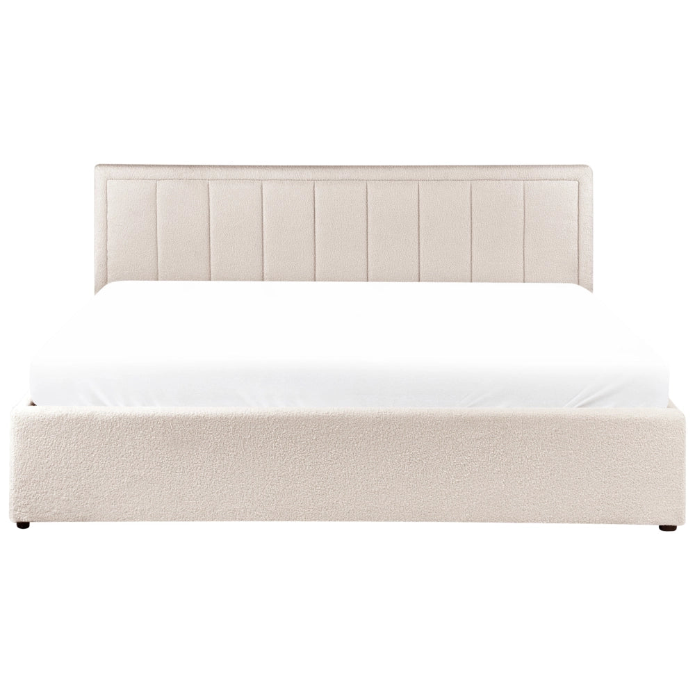 Letto Ottomano Beige Boucle 180x200 cm Struttura imbottita con Testiera