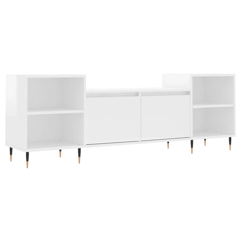 Mobile Porta TV Bianco Lucido 160x35x55 cm in Legno Multistrato 831334