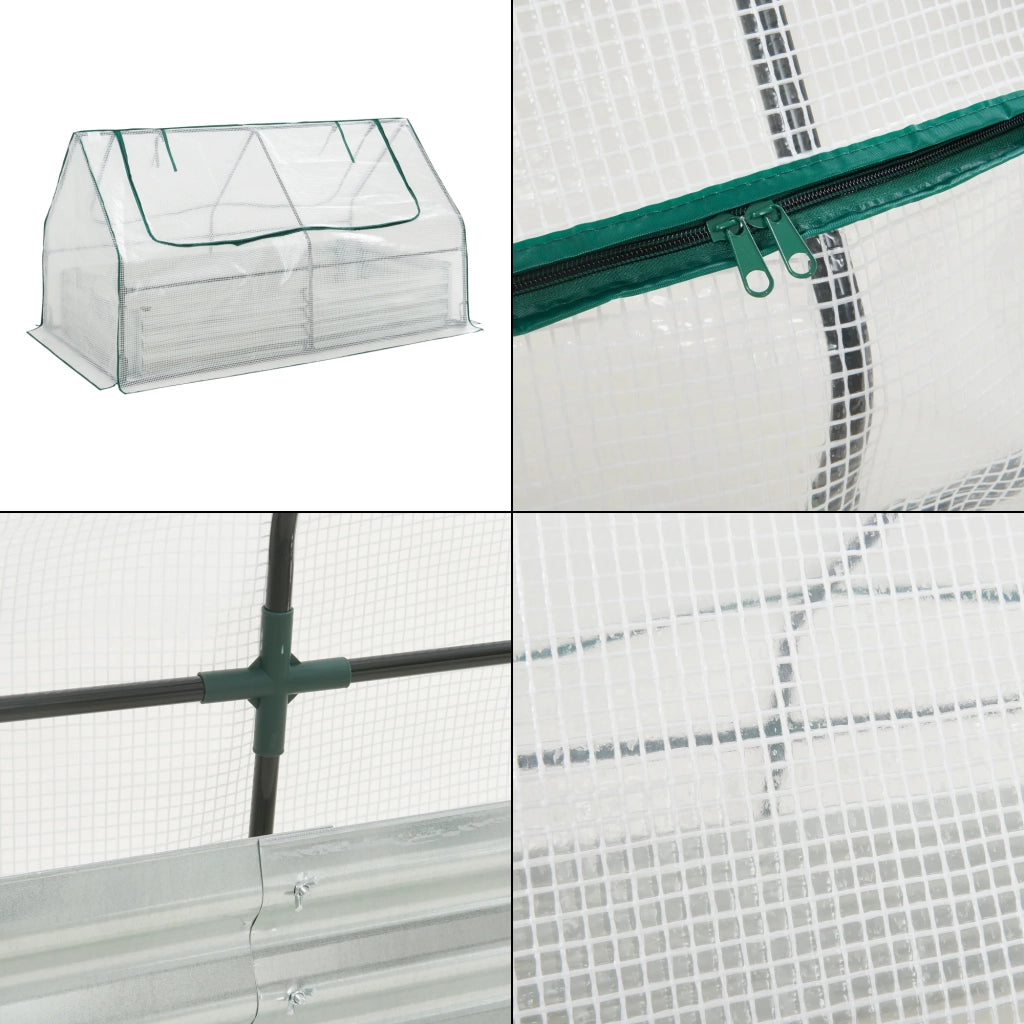 Fioriera rialzata con pellicola per serra 186 x 96 x 98 cm bianca 03_0009509