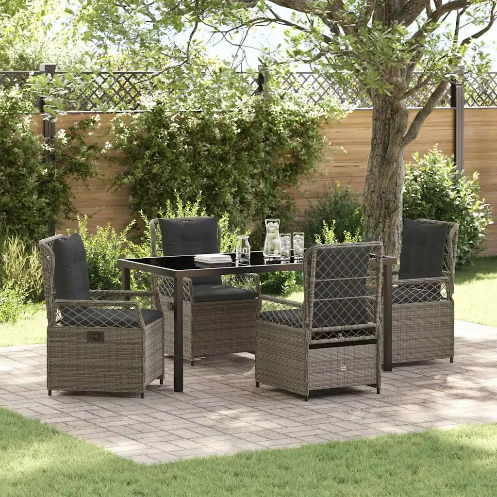 Set da Pranzo per Giardino 5 pcs Grigio polyrattan 3380998