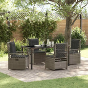 Set da Pranzo per Giardino 5 pcs Grigio polyrattan 3380998