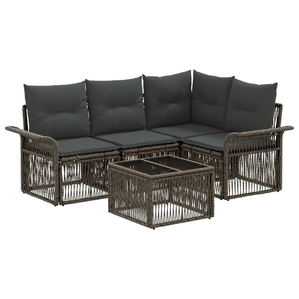 Set Divano da Giardino 5 pz | Set Salotto da Giardino Grigio polyrattan
