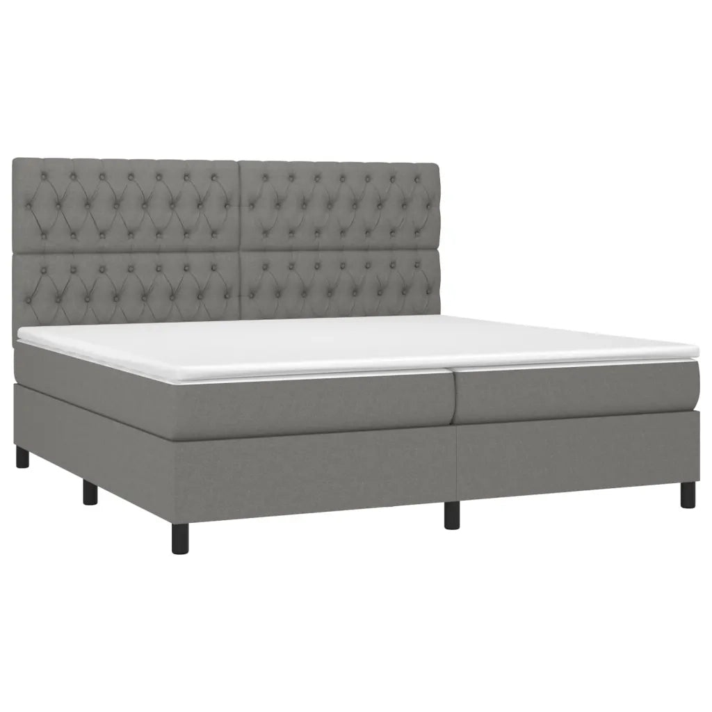 Giroletto a Molle con Materasso Grigio Scuro 200x200 cm Tessuto 3142042