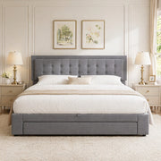 LETTO Contenitore e Cassetti 160x200 cm Velluto Grigio