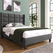 Letto singolo imbottito grigio 90x200 cm con materasso H3
