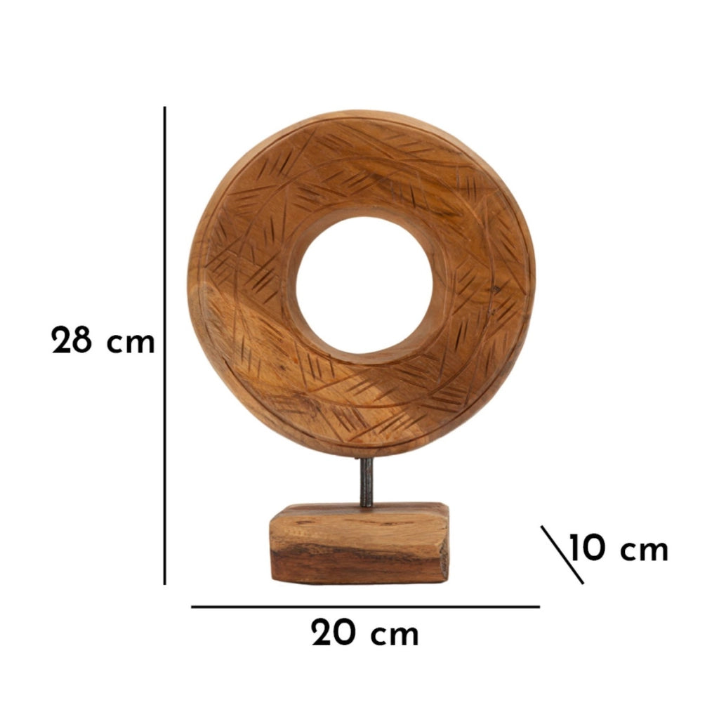 Scultura Cerchi 38, Marrone, Legno, 20x10x28 cm