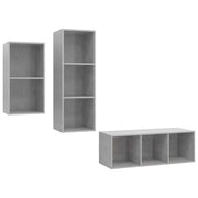 Set Mobili TV 3 pz | Armadietto TV | Mobile Porta TV Grigio Cemento in Legno Multistrato