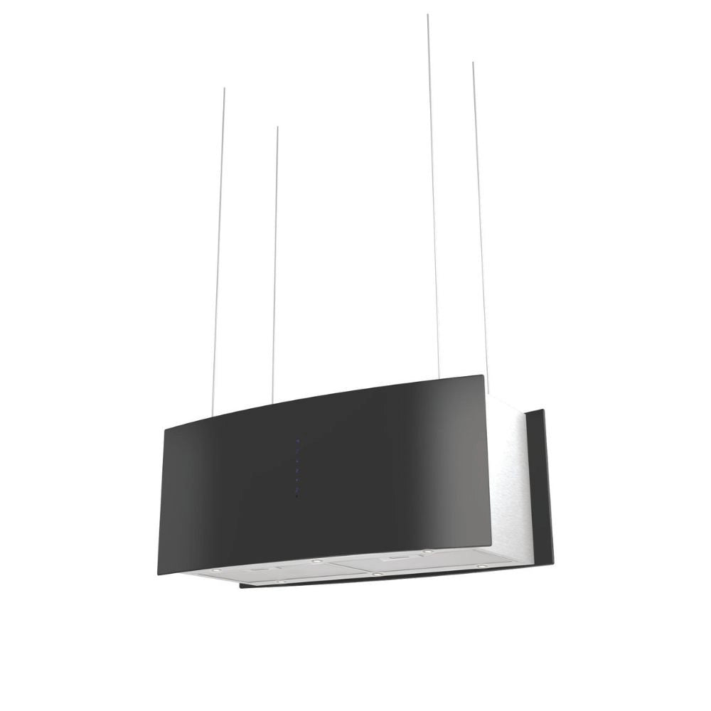 Cappa Samet a isola MCIB101 90 cm. con pannelli in vetro curvi colore nero