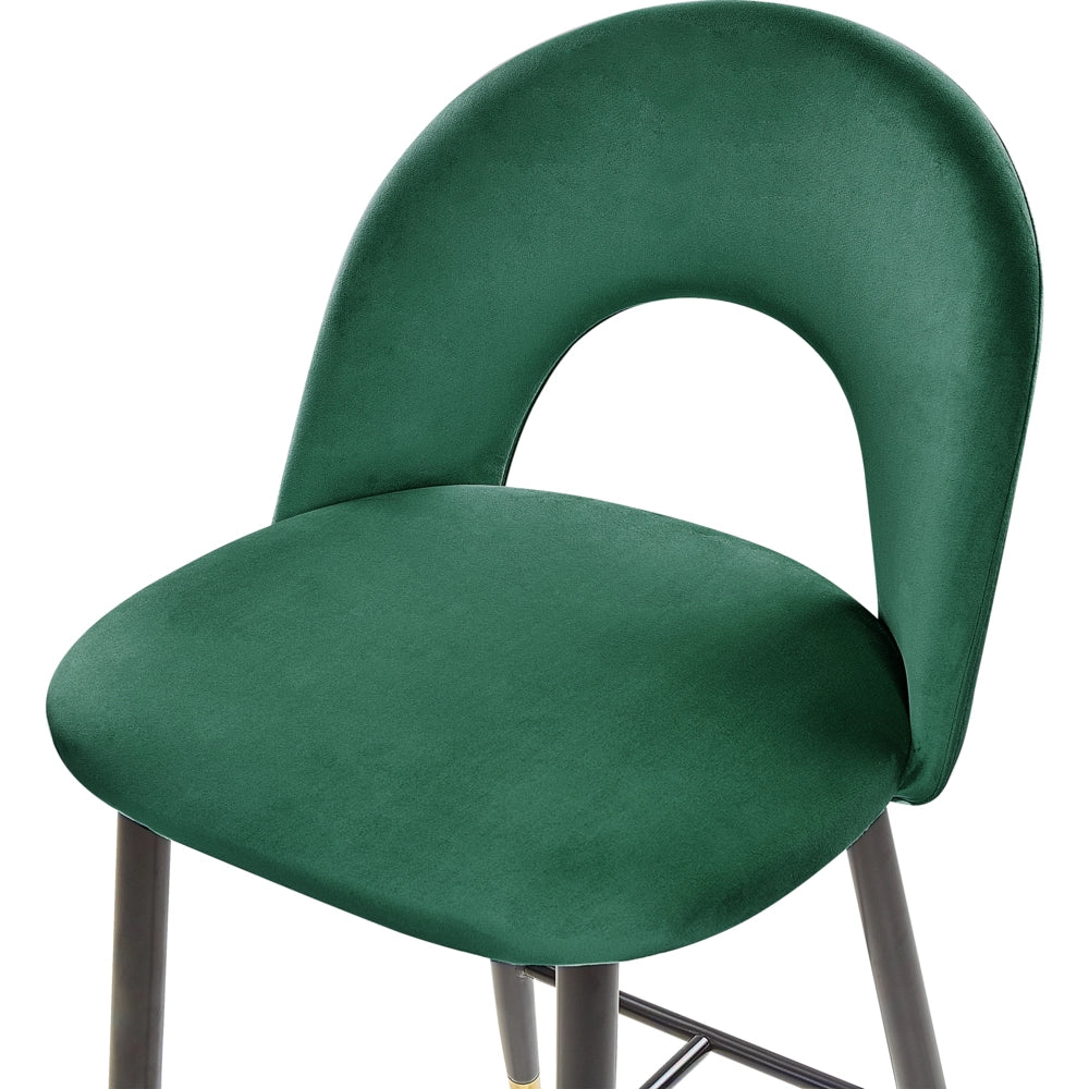 Set di 2 sedie da bar in velluto verde smeraldo stile retrò soggiorno accessori vintage