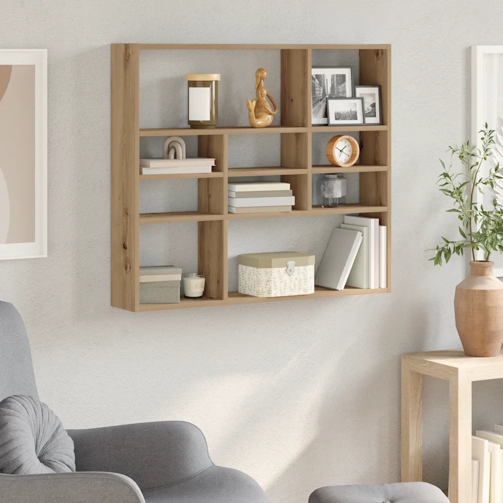 Scaffale a Parete Rovere Artigianale 90x16x78 cm Truciolato