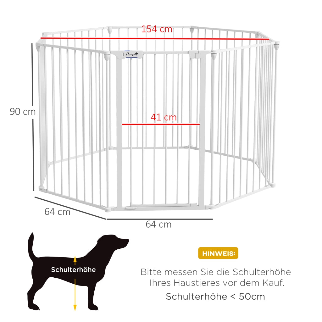 Recinto per cani 8 pannelli con porta ¨C zephmum ¨C bianco metallo 90 cm